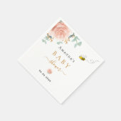 ベビーシャワーのまわりにピンクのフローラ緑の女の子 スタンダードカクテルナプキン (角)