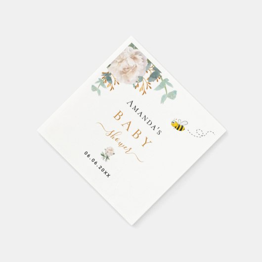 ベビーシャワーのまわりにフローラユーカリ緑 スタンダードカクテルナプキン (角)