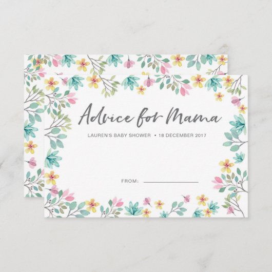 ベビーシャワーのアドバイスは|のカラフルな花を梳きます 招待状 (正面/裏面)