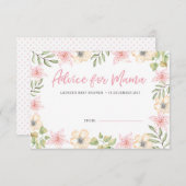 ベビーシャワーのアドバイスは|の白いピンクの花を梳きます 招待状 (正面/裏面)