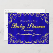 ベビーシャワーのエレガントで豪奢な金タイポグラフィ 案内ポストカード (正面/裏面)