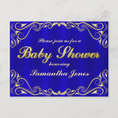 ベビーシャワーのエレガントで豪奢な金タイポグラフィ 案内ポストカード (正面)