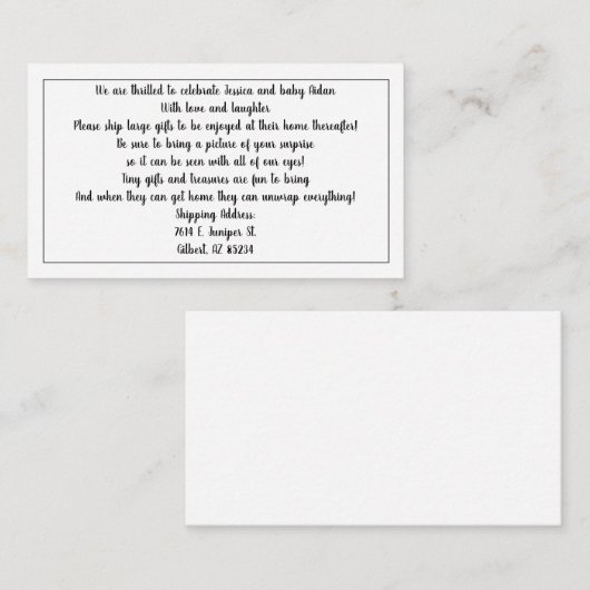ベビーシャワーのエンクロージャカードのためのギフトを出荷して下さい エンクロージャーカード (正面/裏面)