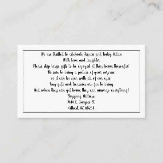 ベビーシャワーのエンクロージャカードのためのギフトを出荷して下さい エンクロージャーカード (正面)