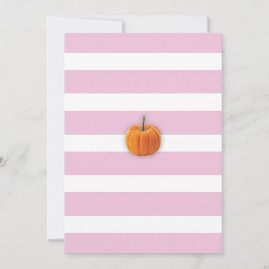 ベビーシャワーのカボチャピンクの女の子の収穫の招待状 招待状 (裏面)