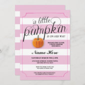 ベビーシャワーのカボチャピンクの女の子の収穫の招待状 招待状 (正面/裏面)