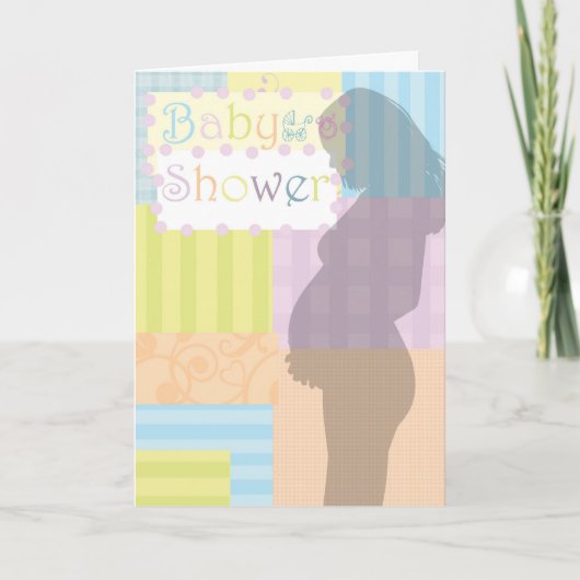 ベビーシャワーのキルトのsqaresおよびcurles 招待状 (正面)