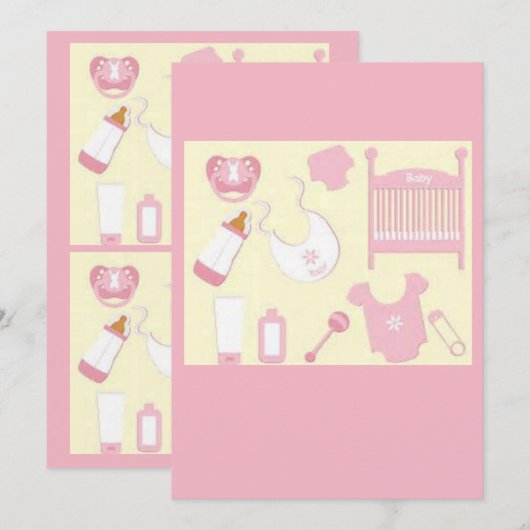 ベビーシャワーのギフトカード 招待状 (正面/裏面)