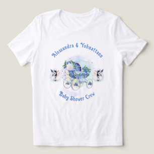 ベビーシャワーのクルー、ウィズミカルブルーベリーストローラー トライブレンドTシャツ