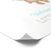 ベビーシャワーのゲストブックテディベアブルー ポスター (角)