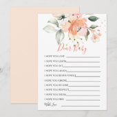 ベビーシャワーのゲーム招待状にお花の願い 招待状 (正面/裏面)