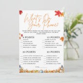 ベビーシャワーのゲーム PUMPKIN あなたの携帯電話には何がある? 招待状 (スタンド正面)