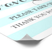 ベビーシャワーのサイン 青い花のストライプ ポスター (角)