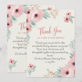 ベビーシャワーのサプライズへの短い感謝メッセージ 招待状 (正面/裏面)