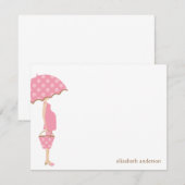 ベビーシャワーのサンキューカードがあるピンクのお母さん サンキューカード (正面/裏面)