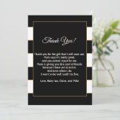 ベビーシャワーのサンキューカードのノートの金ゴールドの白い黒 サンキューカード (スタンド正面)
