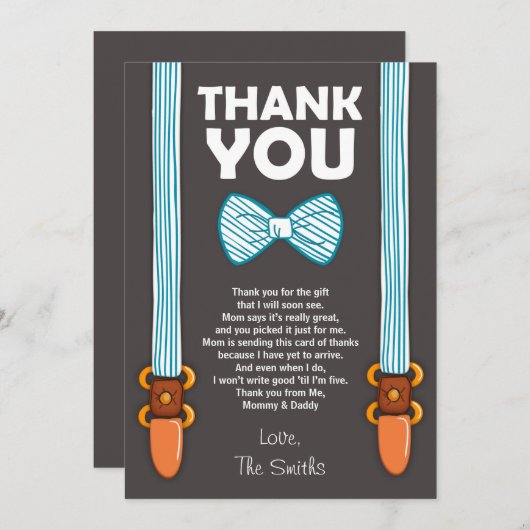ベビーシャワーのサンキューカードの小さい人 サンキューカード (正面/裏面)