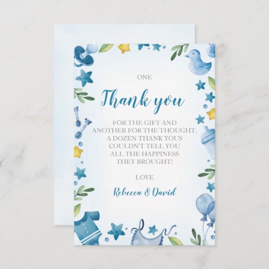 ベビーシャワーのサンキューカード|の男の子|のカバ エンクロージャーカード (正面/裏面)