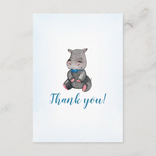 ベビーシャワーのサンキューカード|の男の子|のカバ エンクロージャーカード (裏面)