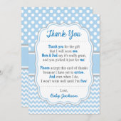 ベビーシャワーのサンキューカード|の空色の水玉模様 サンキューカード (正面/裏面)