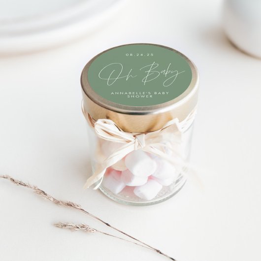 ベビーシャワーのスクリプト モダンなさげグリーン エレガント ラウンドシール