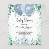 ベビーシャワーのゾウとユーカリの招待状 チラシ (正面)