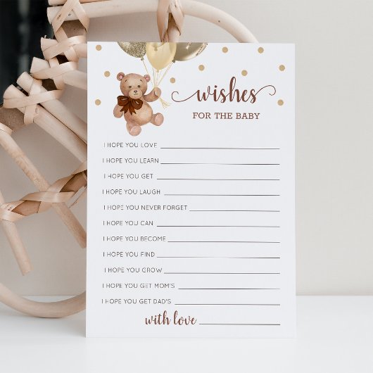 ベビーシャワーのテディベアのカードをお願い 招待状