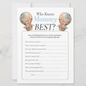 ベビーシャワーのテディベア風船 男の子 誰がママを知っているか 招待状 (正面)