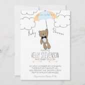 ベビーシャワーのテディー・ベアの招待状の男の赤ちゃんの青 招待状 (正面)