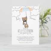 ベビーシャワーのテディー・ベアの招待状の男の赤ちゃんの青 招待状 (スタンド正面)