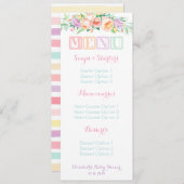 ベビーシャワーのパステル調のシャーベット花メニューカード メニュー (正面/裏面)