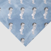 ベビーシャワーのパステル調の青いヴィンテージの小さい男の子 薄葉紙 (詳細)