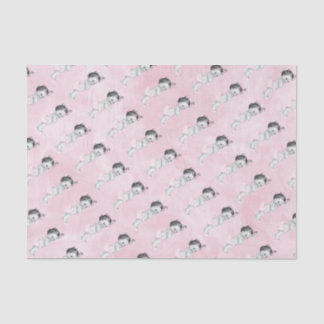 ベビーシャワーのパステル調ピンクのヴィンテージの小さな女の子 薄葉紙