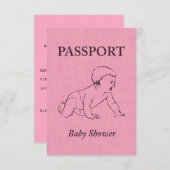 ベビーシャワーのパスポート 招待状 (正面/裏面)
