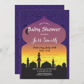 ベビーシャワーのパーティーのアラビアンナイトの招待の紫色 招待状 (正面/裏面)