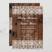 ベビーシャワーのパーティーの素朴な木製のレースの男の子の女の子の招待 招待状 (正面/裏面)