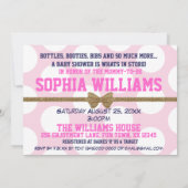 ベビーシャワーのピンクによってインスパイア招待状の金ゴールドのグリッター 招待状 (裏面)