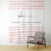 ベビーシャワーのピンクのモダンでユニークなタイポグラフィーパーティー タペストリー (インサイチュ)