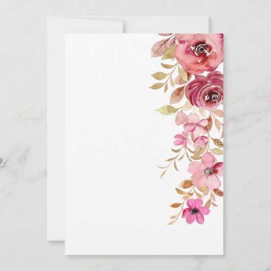 ベビーシャワーのピンクの水色ベビー開花 招待状 (裏面)