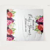 ベビーシャワーのピンクの花の白い写真の背景 タペストリー (正面(横))