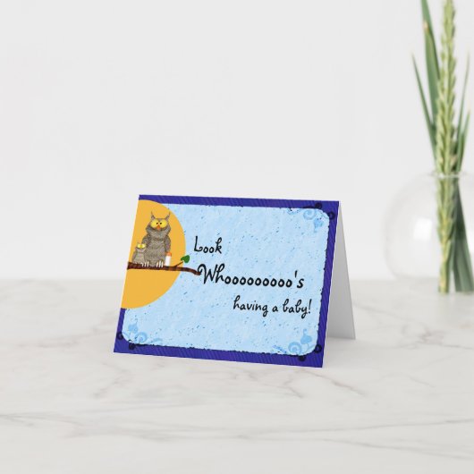 ベビーシャワーのフクロウカード 招待状 (正面)