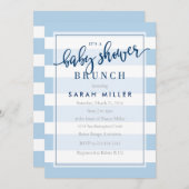 ベビーシャワーのブランチの招待状のストライプな男の子 招待状 (正面/裏面)