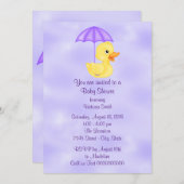 ベビーシャワーのベビーのゴムアヒル 招待状 (正面/裏面)