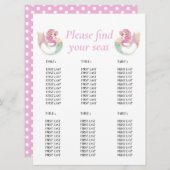 ベビーシャワーのマーメイドピンクテーブルチャート 招待状 (正面/裏面)