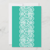 ベビーシャワーのミントのレースの金ゴールドは弓女の子の招待を真珠で飾ります 招待状 (裏面)