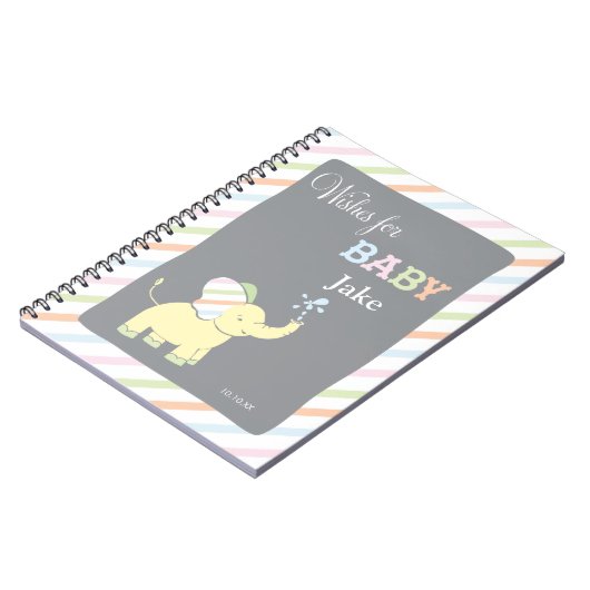 ベビーシャワーのメモ帳象|の助言の言葉 ノートブック (左側)