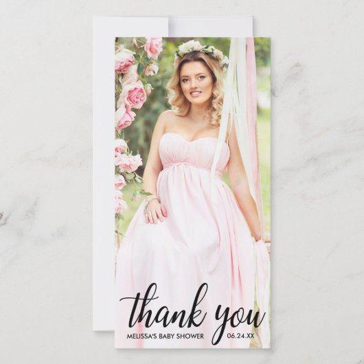 ベビーシャワーのモダンは写真カードL感謝していしています サンキューカード (正面)