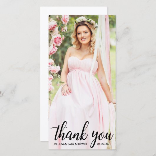 ベビーシャワーのモダンは写真カードL感謝していしています サンキューカード (正面/裏面)