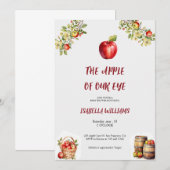 ベビーシャワーのリンゴの招待 招待状 (正面/裏面)