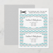 ベビーシャワーのレジストリー用カード（ターコイズブルー/中性） インビテーションポストカード (正面/裏面)